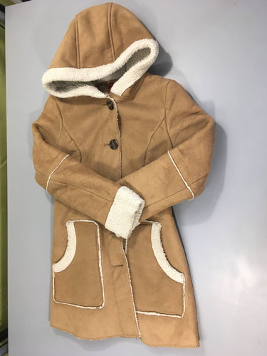 Manteau croute de cuir à capuche doublé Teddy 34, moins cher chez Petit Kiwi