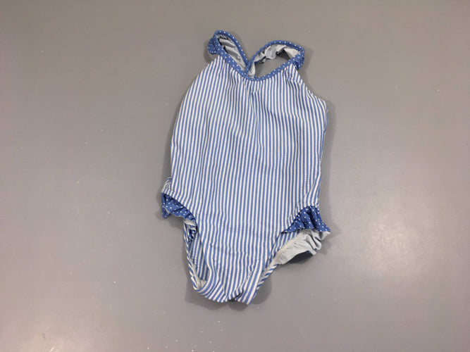 Maillot texturé bleu froufrou, moins cher chez Petit Kiwi