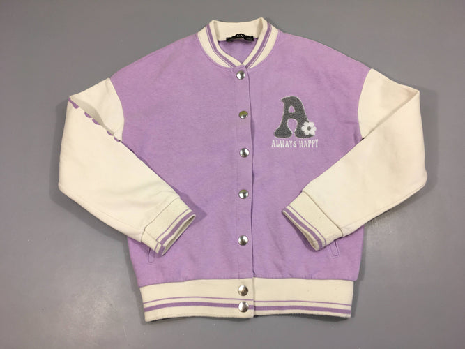 Blouson style bomber mauve A, bas des manches boulochés, moins cher chez Petit Kiwi
