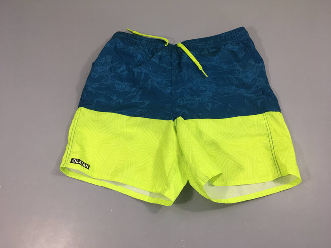 Maillot short bleu-jaune fluo Olaian, moins cher chez Petit Kiwi