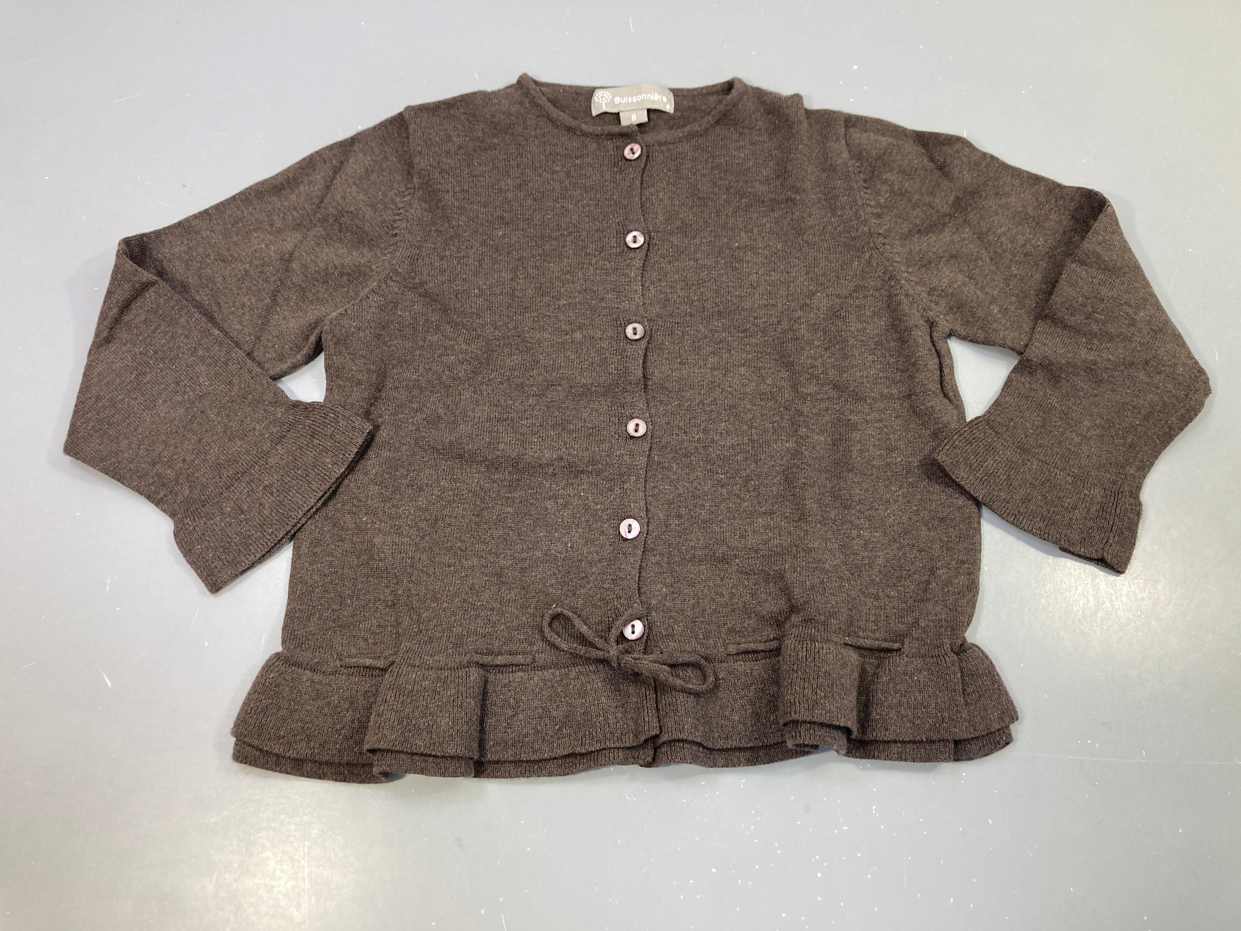 Gilet brun chiné ,  à nouer à la taille 10% cachemire