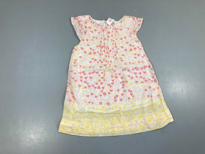 Robe s.m blanche coeurs jeunes roses, moins cher chez Petit Kiwi