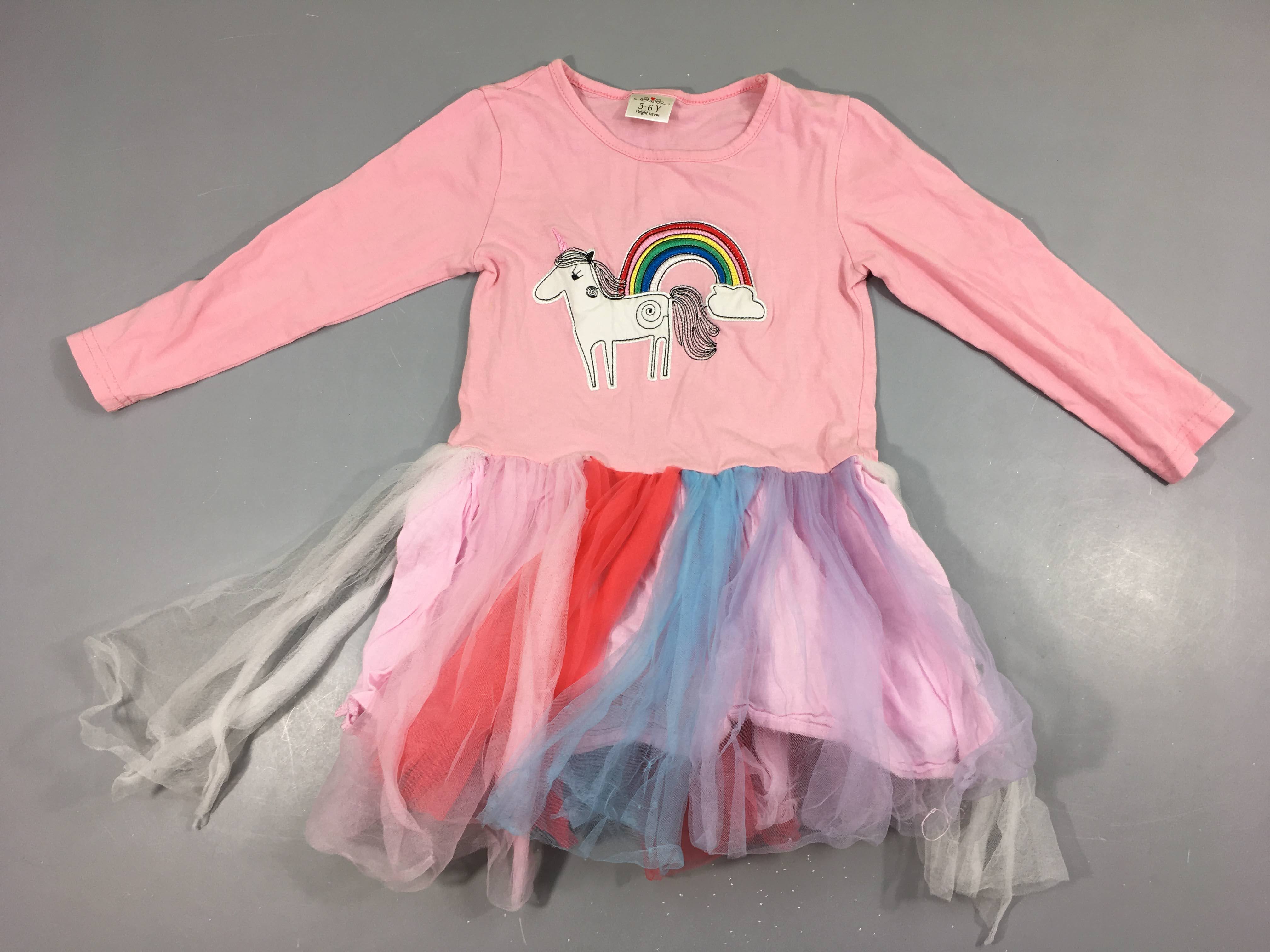 Déguisement robe m.l rose licorne bas tulle multicolore