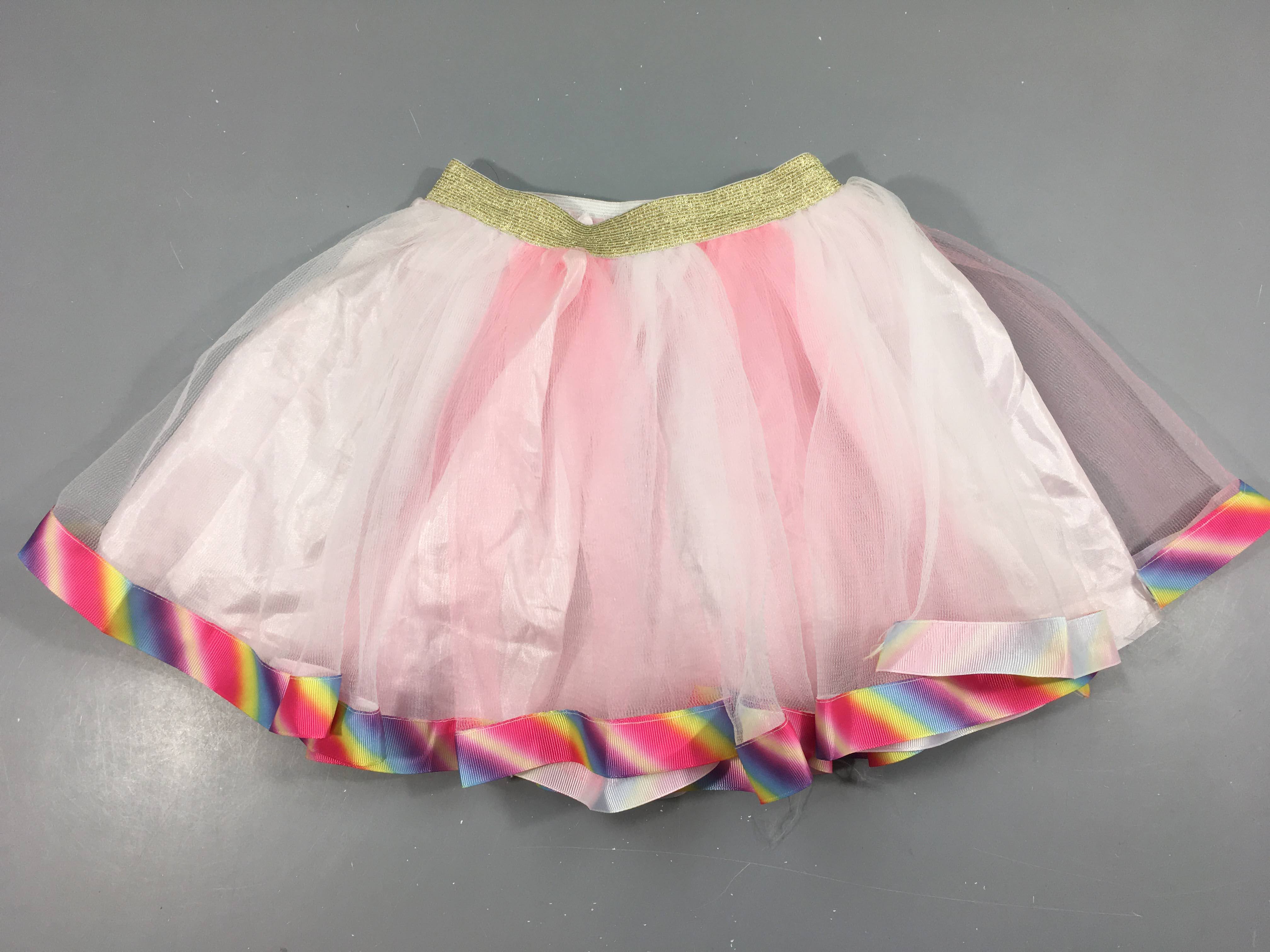 Déguisement jupe tulle rose bas multicolore