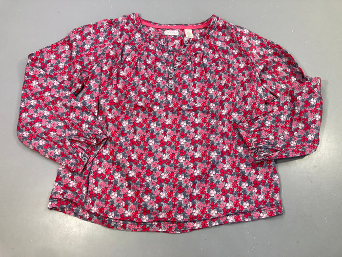 Blouse ml fleurie rose, blanc, gris, moins cher chez Petit Kiwi