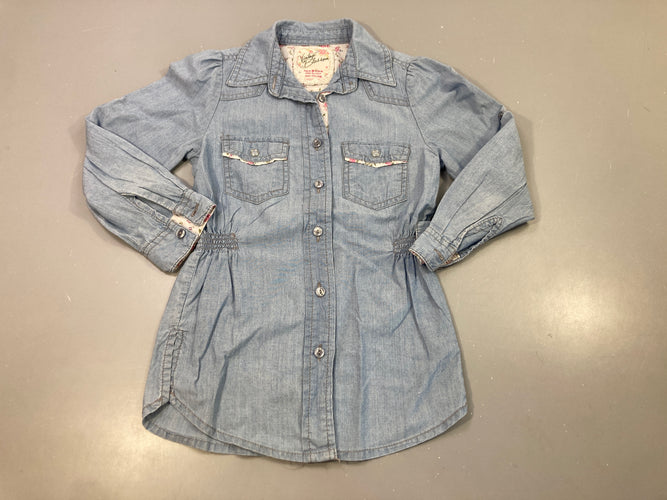 Chemisier ml denim, ceintré à la taille, moins cher chez Petit Kiwi