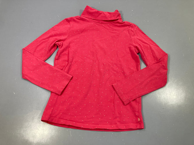 T-shirt m.l col roulé rose à pois blancs, moins cher chez Petit Kiwi