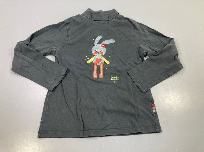 T-shirt m.l col roulé gris lapine rapiécée, moins cher chez Petit Kiwi