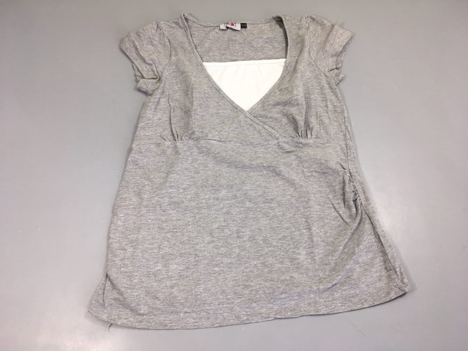 T-shirt m.c d'allaitement gris-blanc, moins cher chez Petit Kiwi