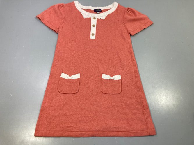 Robe m.c rose et blanc avec petits strass (manque un) 32% angora ,, moins cher chez Petit Kiwi