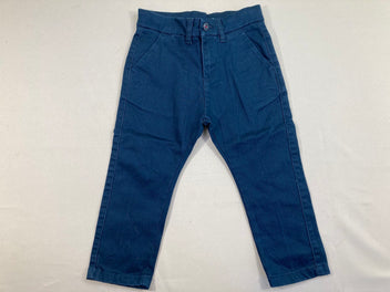 Pantalon chino velours ras bleu ligné