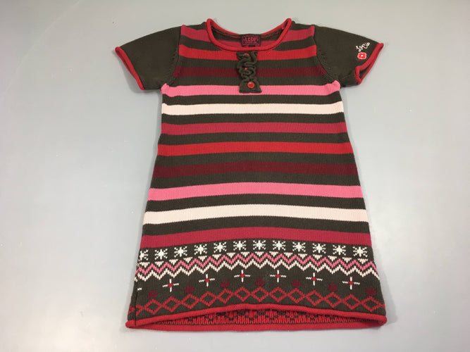 Robe pull m.c rose rayé, moins cher chez Petit Kiwi