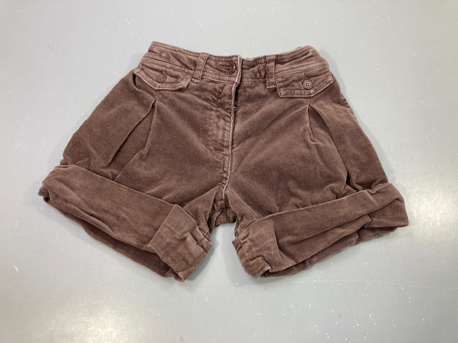 Short en velours côtelé brun  à revers, moins cher chez Petit Kiwi
