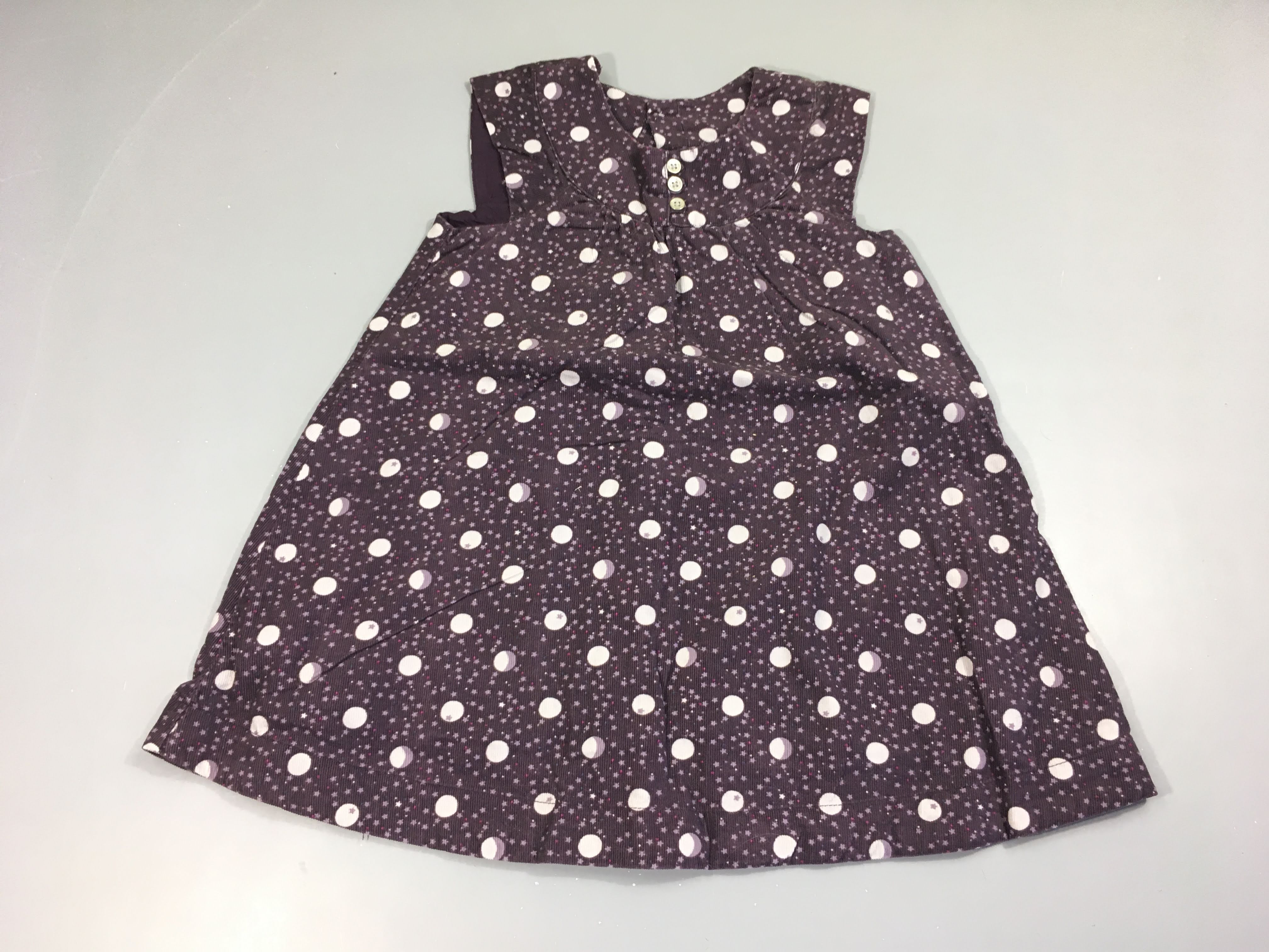 Robe m.c velours côtelé mauve pois