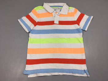 Polo m.c blanc flammé rayé multicolore