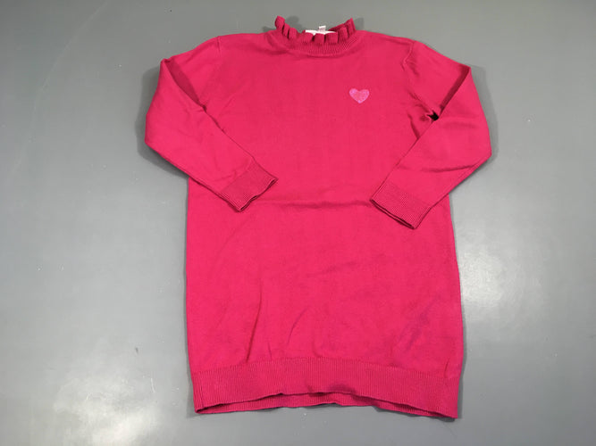 Robe m.l pull rose vif coeur, moins cher chez Petit Kiwi