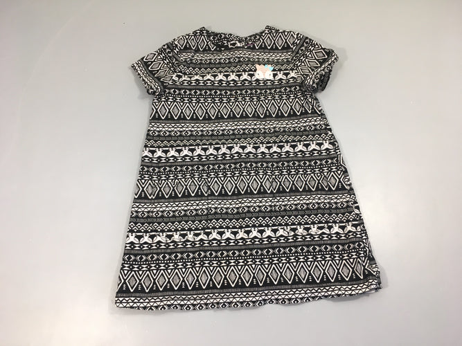 Robe m.c velours noir/blanc animaux, moins cher chez Petit Kiwi