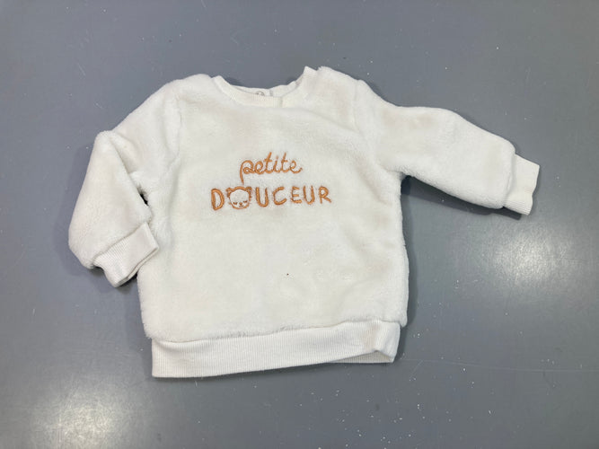 Pull en velours blanc "petite douceur", moins cher chez Petit Kiwi