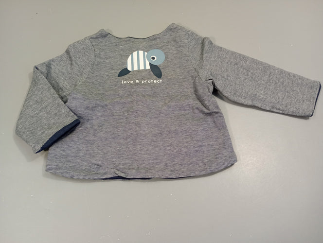 Gilet réversible  bleu marinerayé  blanc tortue/ bleu marine "ok", moins cher chez Petit Kiwi