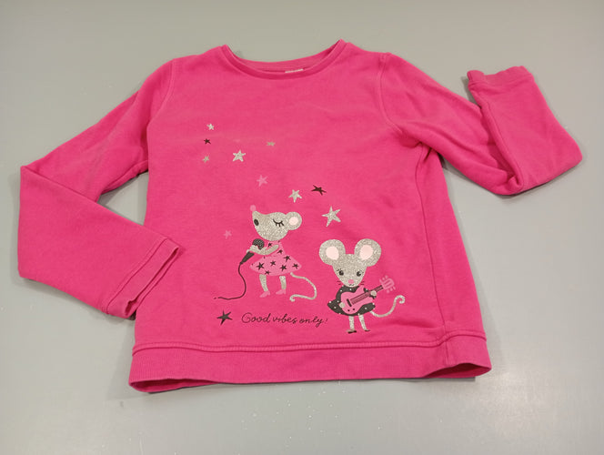 Pull rose souris micro et guitare , étoiles. Intérieur doux et chaud, moins cher chez Petit Kiwi