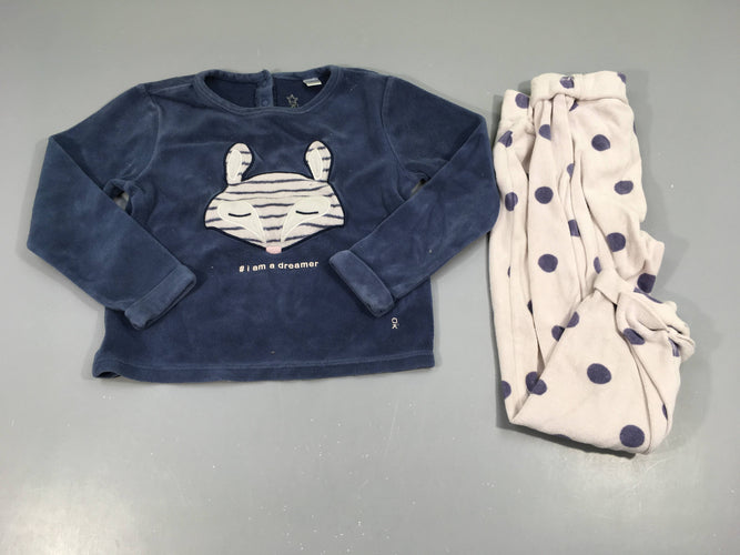 Pyjama 2pcs velours bleu renard, moins cher chez Petit Kiwi