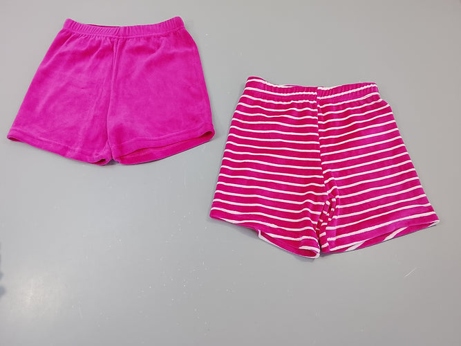 Lot de 2 shorts éponge 1 rose fuchsia et 1 rose rayé blanc, moins cher chez Petit Kiwi