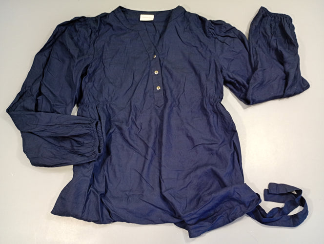 Blouse ml  de grossesse bleu marine avec ceinture, moins cher chez Petit Kiwi