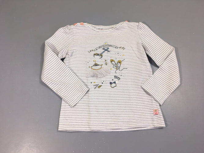 T-shirt m.l blanc rayé danse tulle, moins cher chez Petit Kiwi