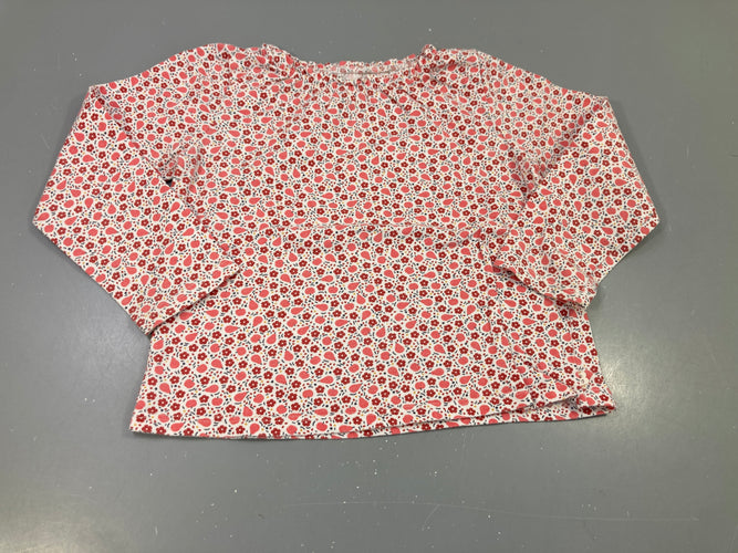 T-shirt m.l blanc motifs fleurs et fruits , col élastique, moins cher chez Petit Kiwi