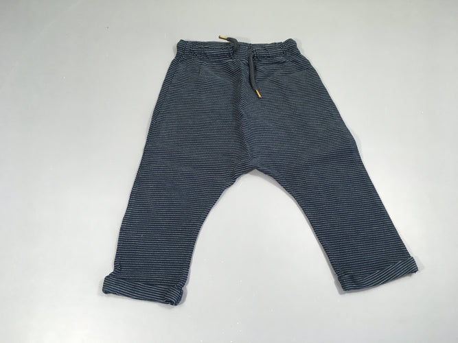 Pantalon sarouel molleton bleu foncé rayé, moins cher chez Petit Kiwi