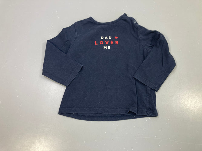 T-shirt m.l bleu marine "Dad loves me", moins cher chez Petit Kiwi