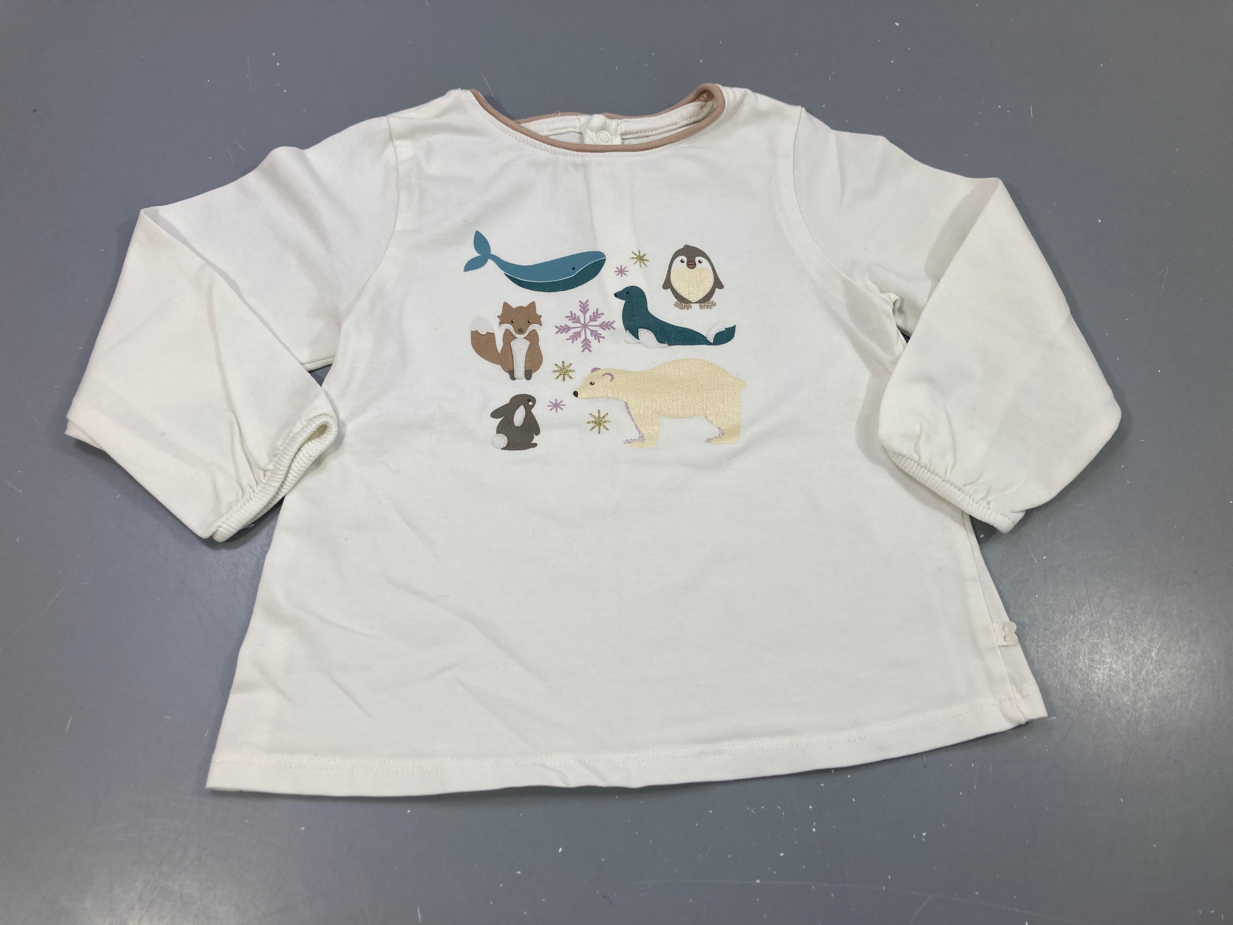 T-shirt m.l blanc  animaux  polaire