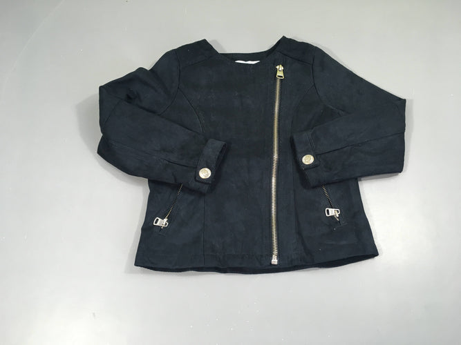 Veste zippée effet daim bleu marine, moins cher chez Petit Kiwi