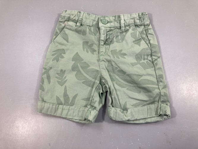 Bermuda 100%coton avr vert feuillage, moins cher chez Petit Kiwi