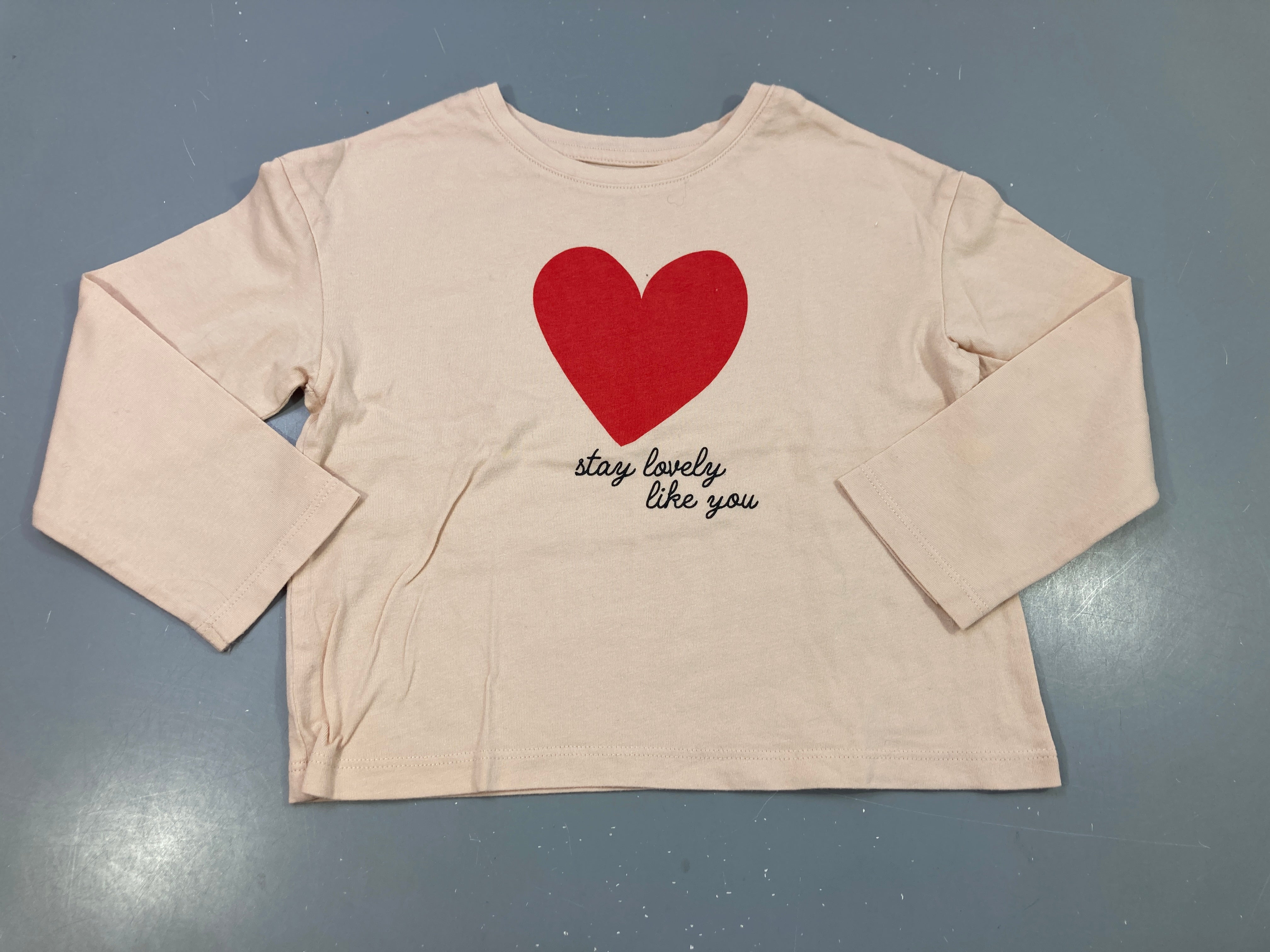 T-shirt m.l rose, coeur rouge 