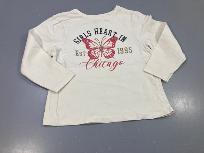 T-shirt m.l blanc papillon rose, "girls heart in", moins cher chez Petit Kiwi