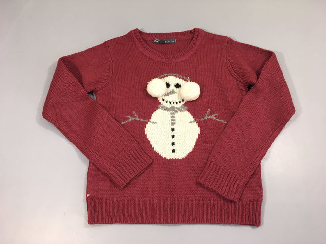 Pull aubergine bonhomme de neige, Noël, moins cher chez Petit Kiwi
