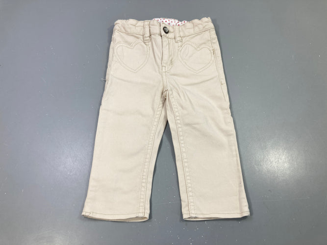 Pantalon beige, poches en coeurs, moins cher chez Petit Kiwi