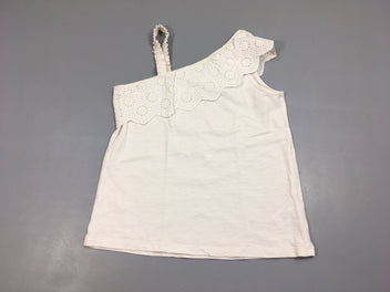 Top asymétrique blanc flammé broderies