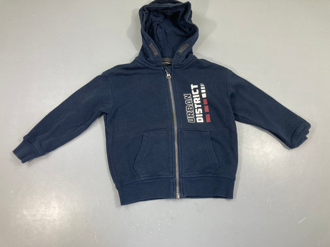 Sweat zippé à capuche bleu foncé URobean, moins cher chez Petit Kiwi