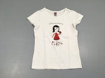 T-shirt m.c blanc fille strass, légèrement bouloché