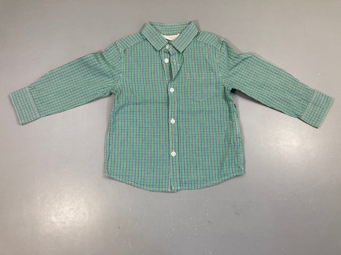 Chemise m.l à carreaux vert-bleu, moins cher chez Petit Kiwi