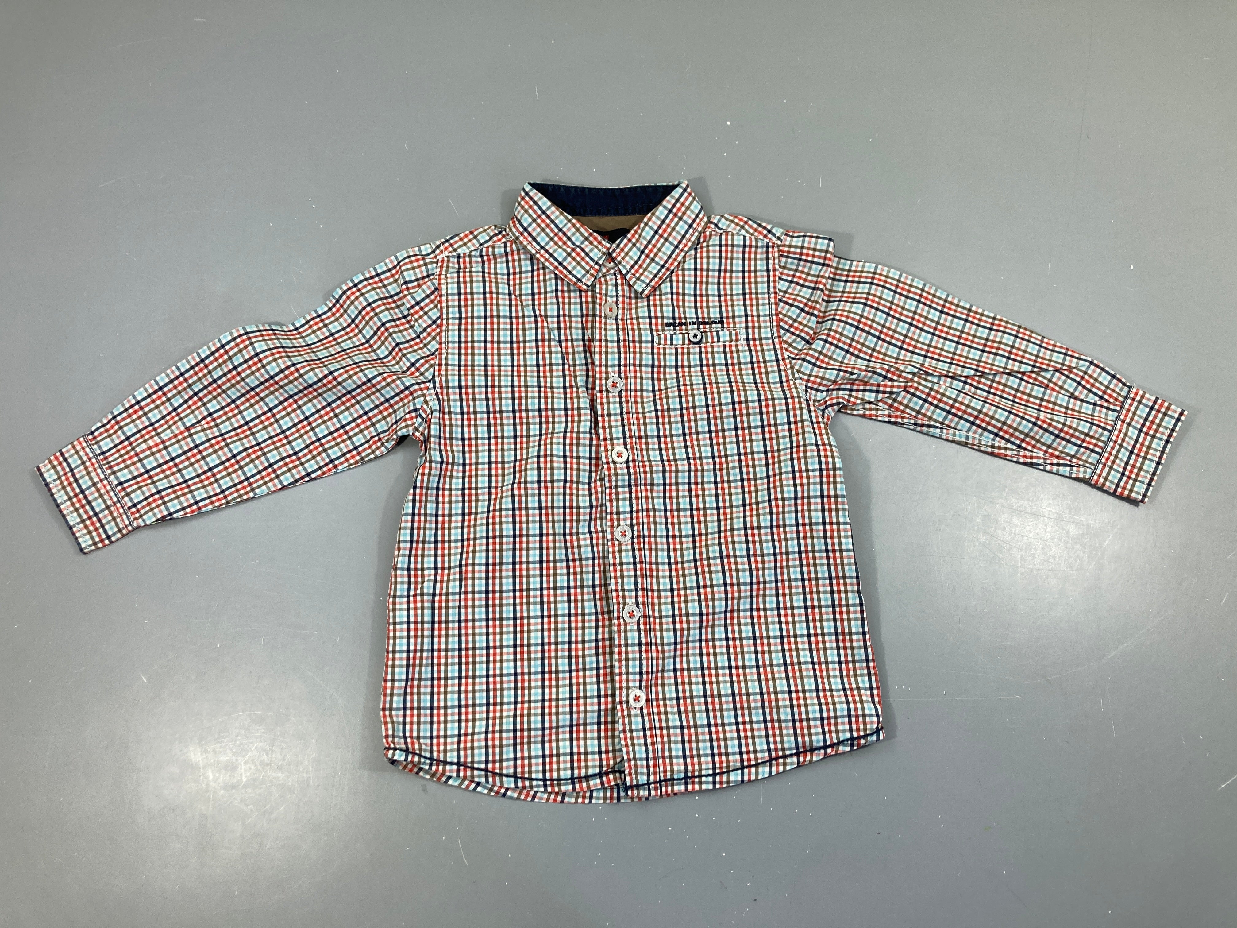 Chemise m.l à carreaux bleu clair-bleu-orange