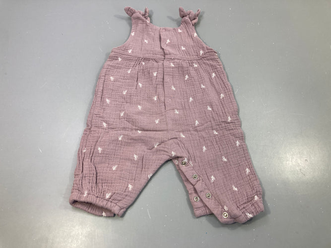 Combinaison  s.m   mauve poudré gauffré motifs feuilles blanches, moins cher chez Petit Kiwi