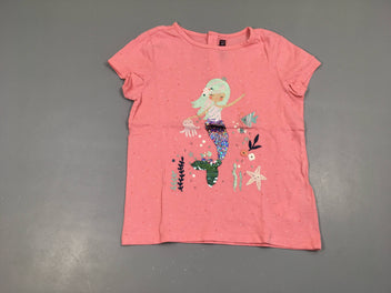 T-shirt m.c rose flammé sirène sequins, bouloché