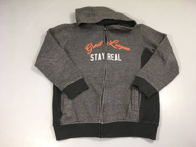 Sweat zippéà capuche noir chiné Stay real, moins cher chez Petit Kiwi