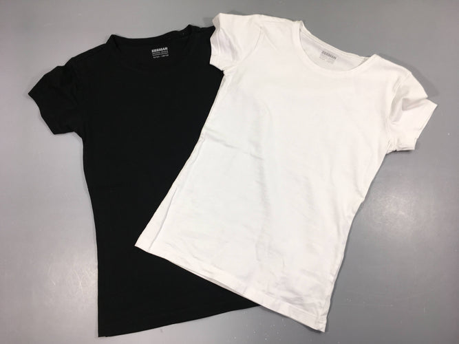 2 T-shirt m.c blanc/noir, moins cher chez Petit Kiwi