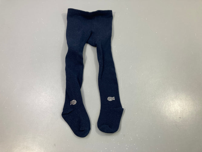 Collants bleu marine, poissons en strass. Pas de taille indiquée, estimée 12m, moins cher chez Petit Kiwi