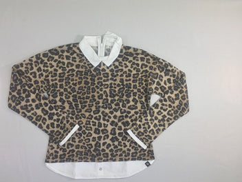 Pull léopard effet supperposé chemise blanche