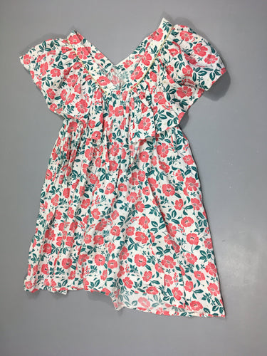 Robe m.c blanche fleurs, moins cher chez Petit Kiwi